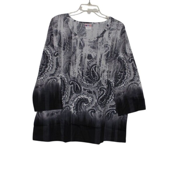 American Sweetheart Women's Size XXL Short Sleeve Blouse T Shirt Paisley NEW - Picture 2 of 5